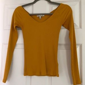 Express Mustard Ribbed Long Sleeve
